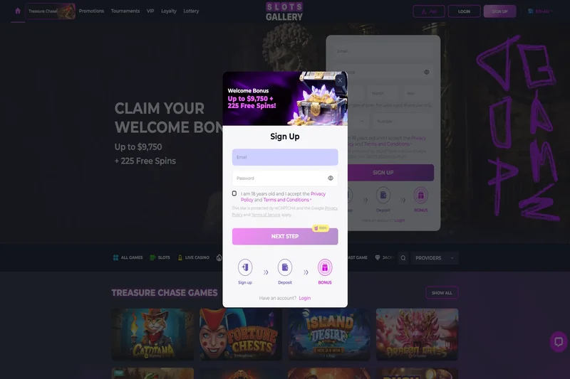 Slotsgallery registration page